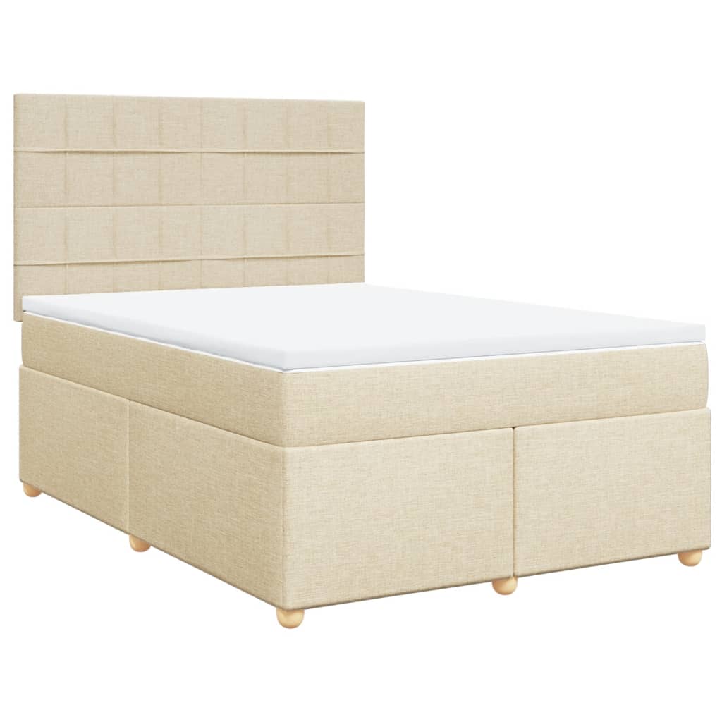 Κρεβάτι Boxspring με Στρώμα Κρεμ 140x200 εκ. Υφασμάτινο - Pakobazaar