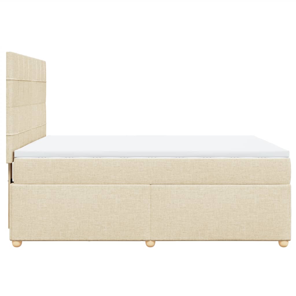 Κρεβάτι Boxspring με Στρώμα Κρεμ 140x200 εκ. Υφασμάτινο - Pakobazaar
