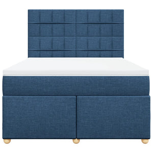 Κρεβάτι Boxspring με Στρώμα Μπλε 140x200 εκ. Υφασμάτινο - Pakobazaar