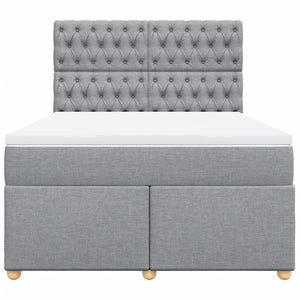 Κρεβάτι Boxspring με Στρώμα Ανοιχτό Γκρι 140x200 εκ. Υφασμάτινο - Pakobazaar