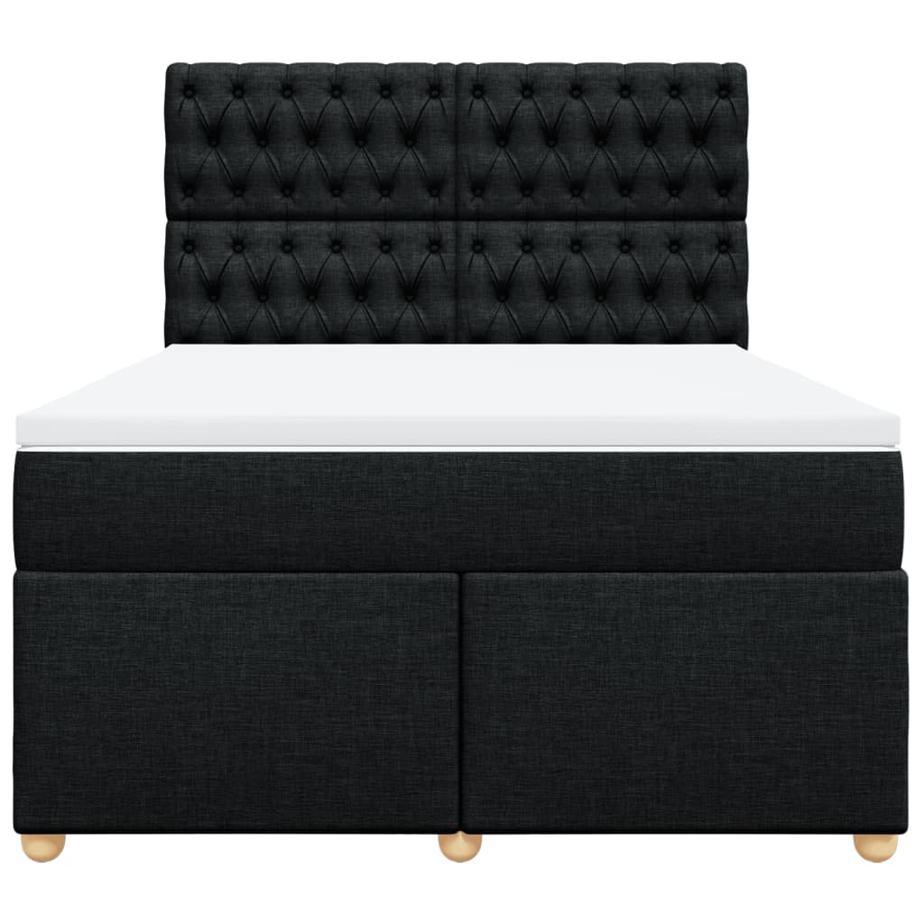 Κρεβάτι Boxspring με Στρώμα Μαύρο 140x200 εκ. Υφασμάτινο