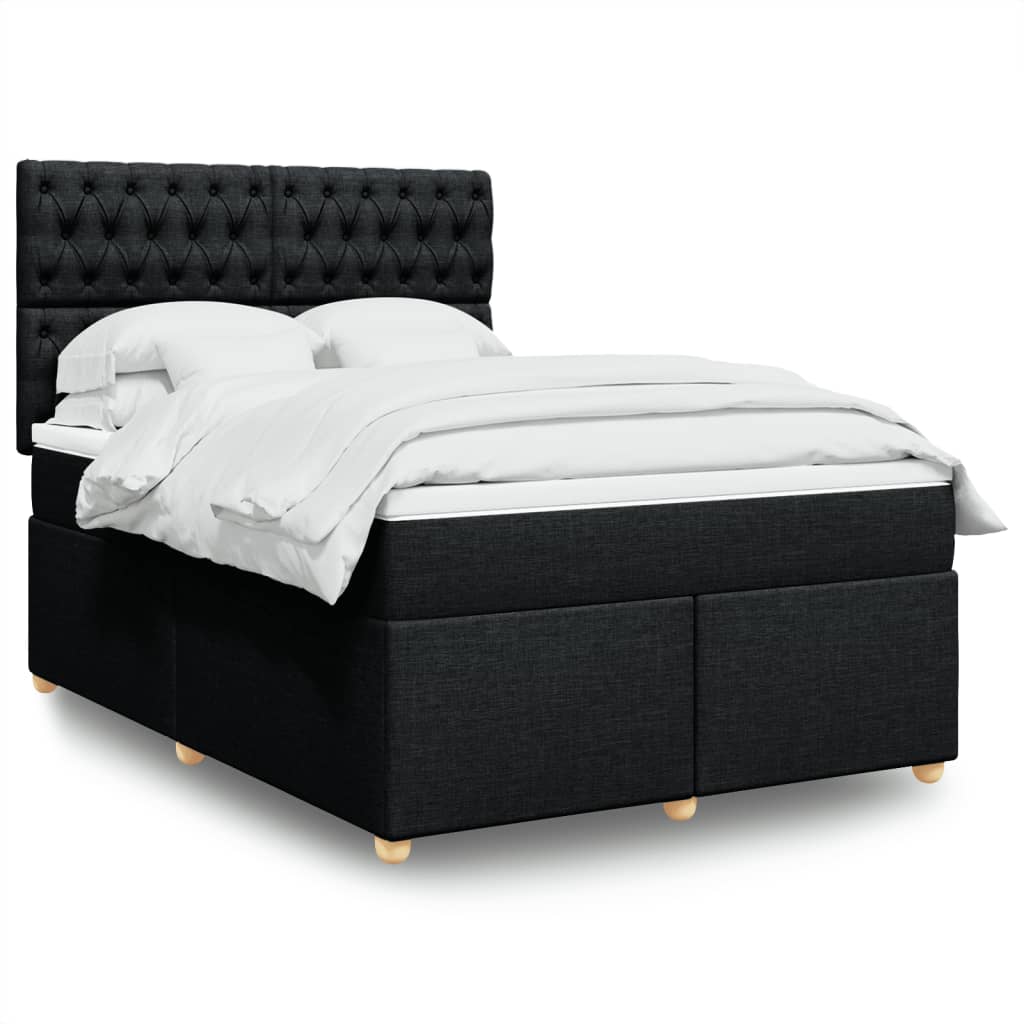 Κρεβάτι Boxspring με Στρώμα Μαύρο 140x200 εκ. Υφασμάτινο