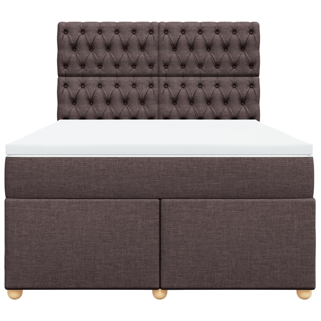 Κρεβάτι Boxspring με Στρώμα Σκούρο Καφέ 140x200 εκ Υφασμάτινο - Pakobazaar