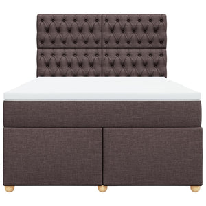 Κρεβάτι Boxspring με Στρώμα Σκούρο Καφέ 140x200 εκ Υφασμάτινο - Pakobazaar