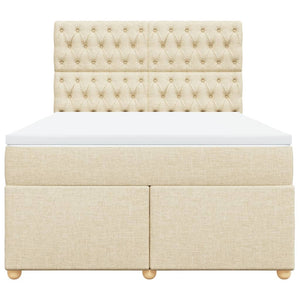 Κρεβάτι Boxspring με Στρώμα Κρεμ 140x200 εκ. Υφασμάτινο - Pakobazaar