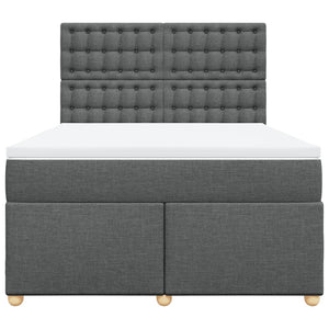 Κρεβάτι Boxspring με Στρώμα Σκούρο Γκρι 140x200 εκ Υφασμάτινο