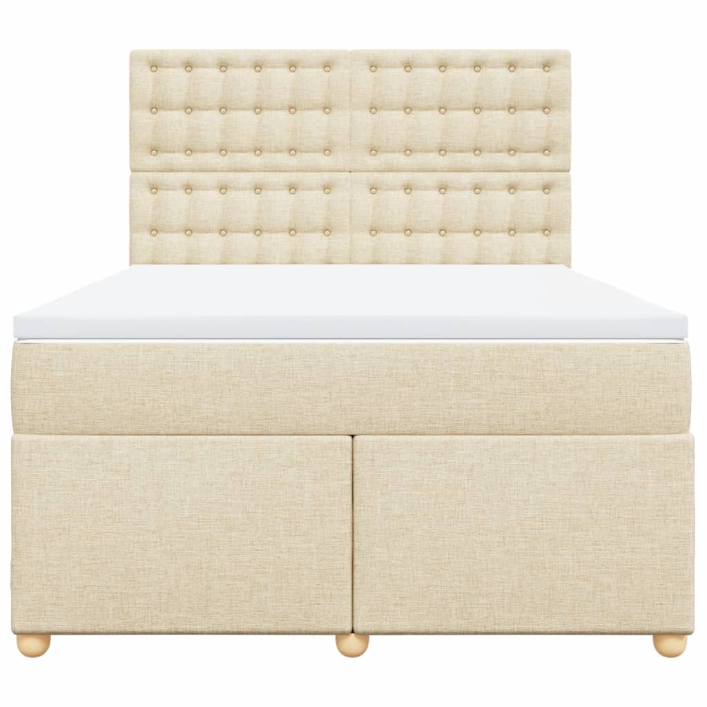 Κρεβάτι Boxspring με Στρώμα Κρεμ 140x200 εκ. Υφασμάτινο - Pakobazaar
