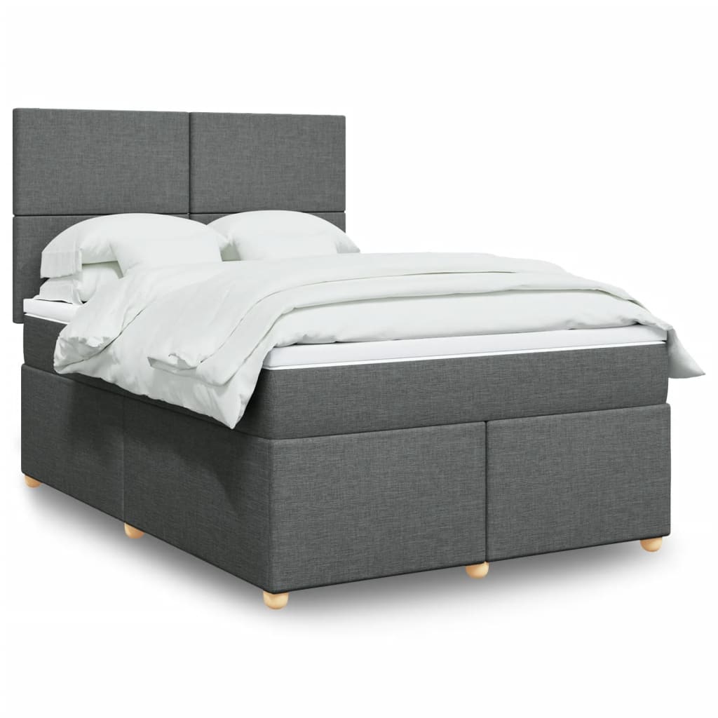Κρεβάτι Boxspring με Στρώμα Σκούρο Γκρι 160x200 εκ Υφασμάτινο - Pakobazaar