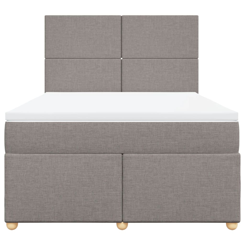 Κρεβάτι Boxspring με Στρώμα Taupe 160x200 εκ. Υφασμάτινο - Pakobazaar