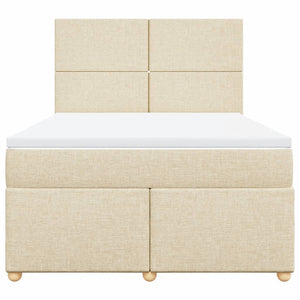 Κρεβάτι Boxspring με Στρώμα Κρεμ 160x200 εκ. Υφασμάτινο - Pakobazaar
