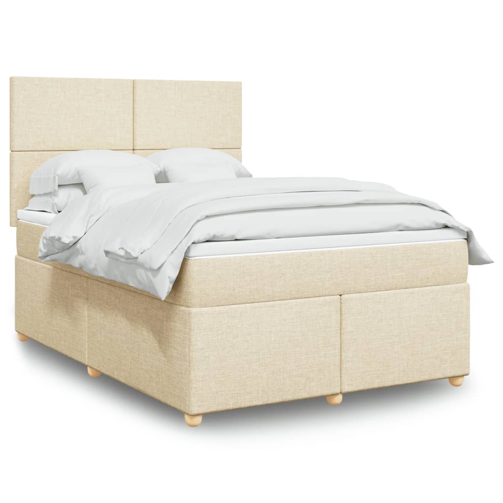 Κρεβάτι Boxspring με Στρώμα Κρεμ 160x200 εκ. Υφασμάτινο - Pakobazaar