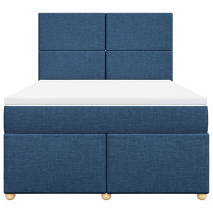 Κρεβάτι Boxspring με Στρώμα Μπλε 160x200 εκ. Υφασμάτινο - Pakobazaar