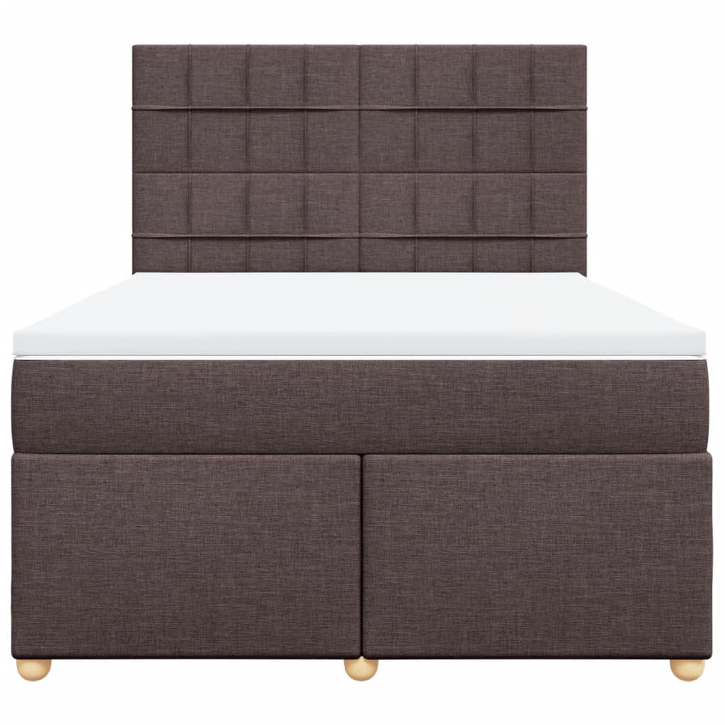 Κρεβάτι Boxspring με Στρώμα Σκούρο Καφέ 160x200 εκ Υφασμάτινο