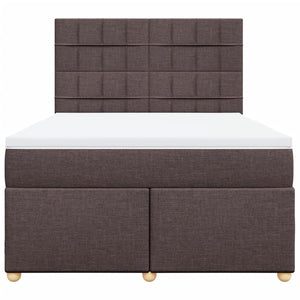 Κρεβάτι Boxspring με Στρώμα Σκούρο Καφέ 160x200 εκ Υφασμάτινο