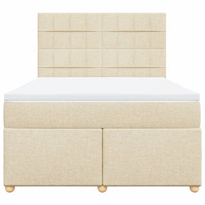 Κρεβάτι Boxspring με Στρώμα Κρεμ 160x200 εκ. Υφασμάτινο - Pakobazaar