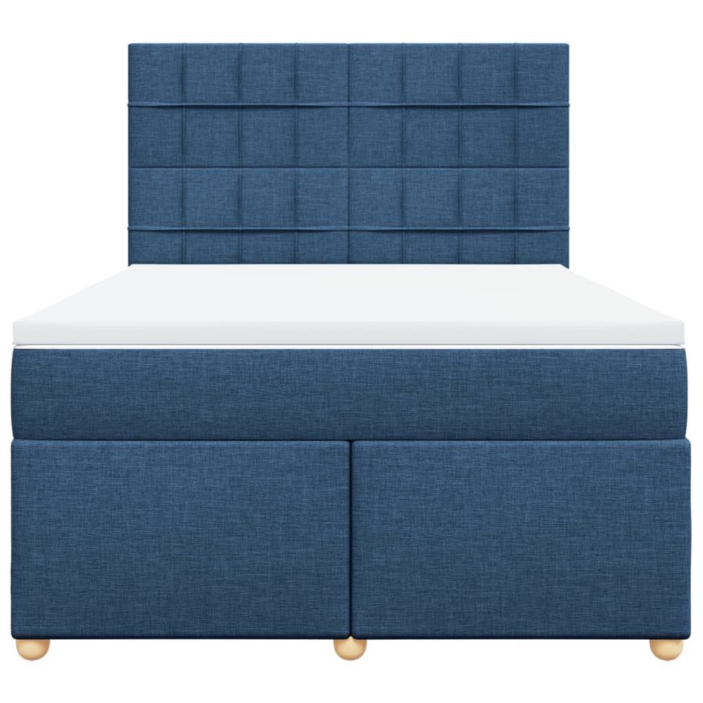 Κρεβάτι Boxspring με Στρώμα Μπλε 160x200 εκ. Υφασμάτινο - Pakobazaar