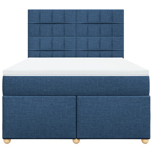 Κρεβάτι Boxspring με Στρώμα Μπλε 160x200 εκ. Υφασμάτινο - Pakobazaar