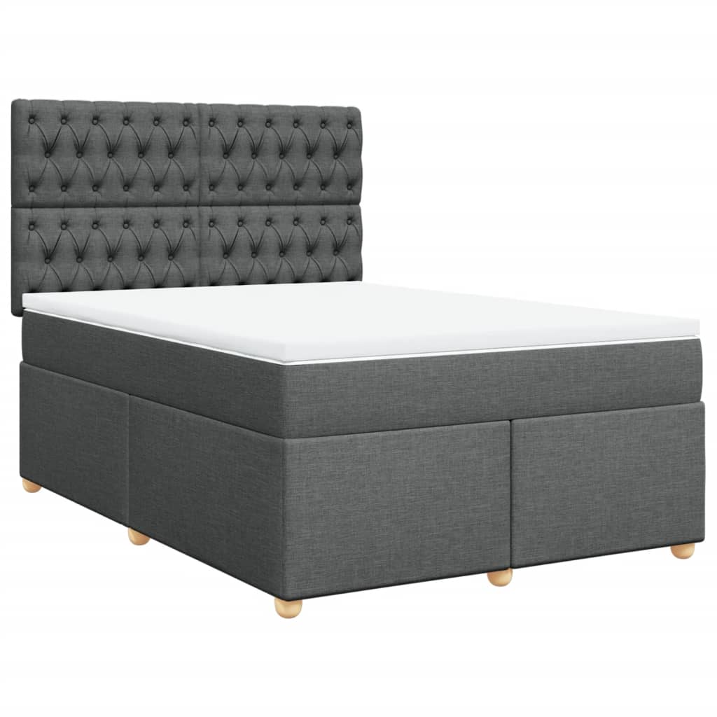 Κρεβάτι Boxspring με Στρώμα Σκούρο Γκρι 160x200 εκ Υφασμάτινο - Pakobazaar