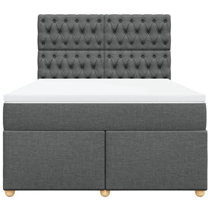 Κρεβάτι Boxspring με Στρώμα Σκούρο Γκρι 160x200 εκ Υφασμάτινο - Pakobazaar