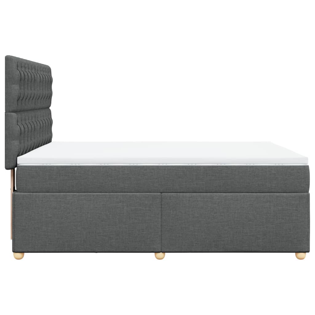 Κρεβάτι Boxspring με Στρώμα Σκούρο Γκρι 160x200 εκ Υφασμάτινο - Pakobazaar