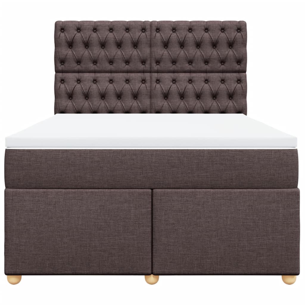 Κρεβάτι Boxspring με Στρώμα Σκούρο Καφέ 160x200 εκ Υφασμάτινο - Pakobazaar