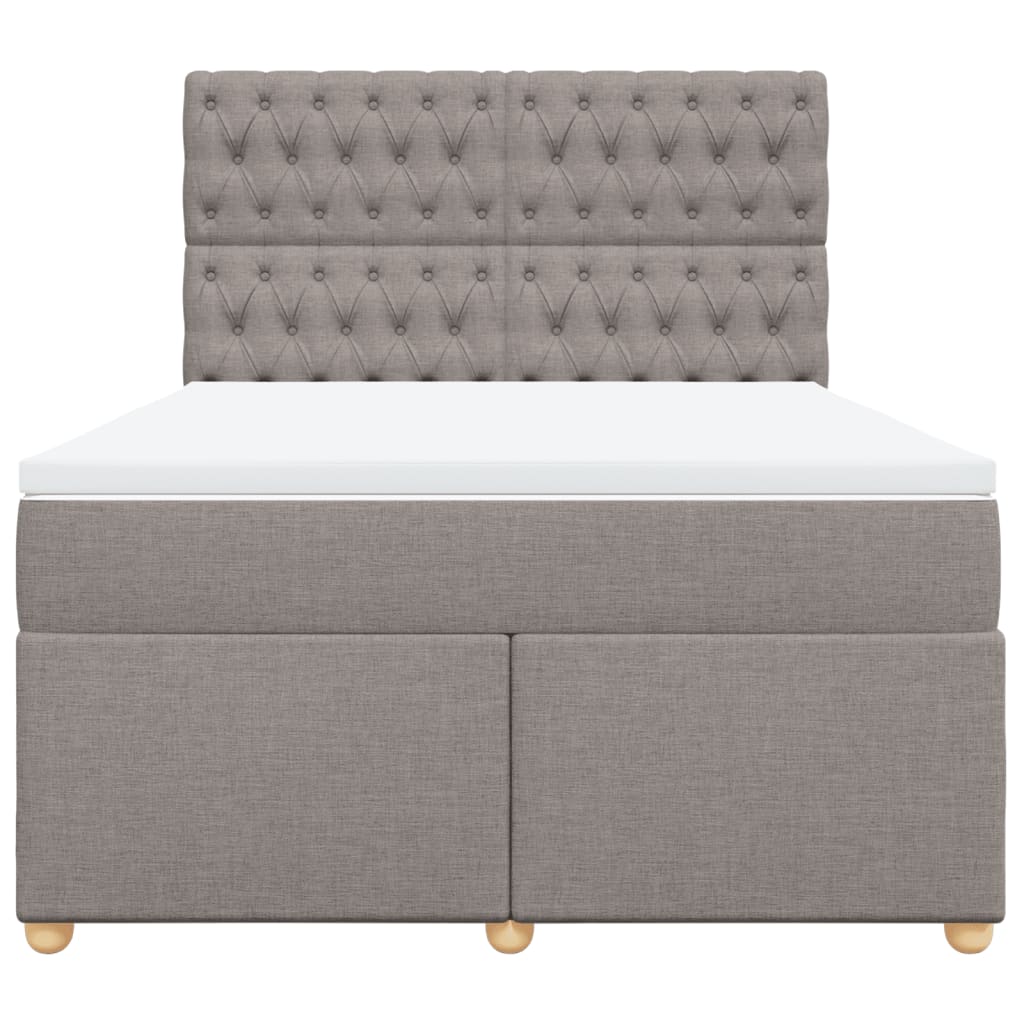 Κρεβάτι Boxspring με Στρώμα Taupe 160x200 εκ. Υφασμάτινο - Pakobazaar