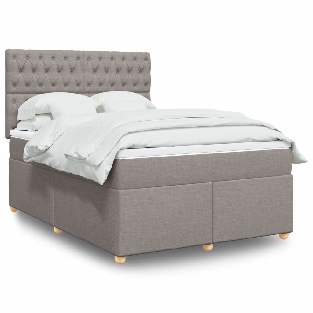 Κρεβάτι Boxspring με Στρώμα Taupe 160x200 εκ. Υφασμάτινο - Pakobazaar
