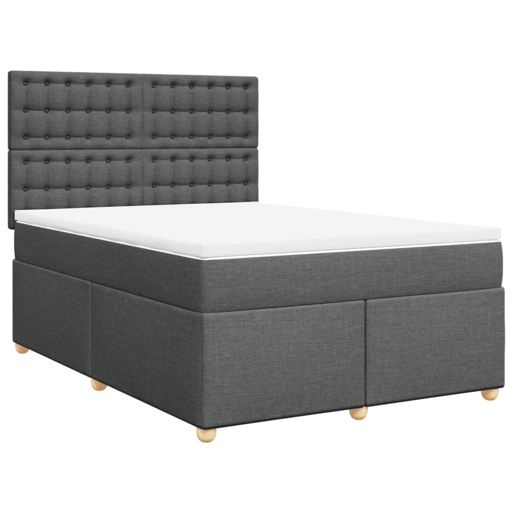Κρεβάτι Boxspring με Στρώμα Σκούρο Γκρι 160x200 εκ Υφασμάτινο - Pakobazaar