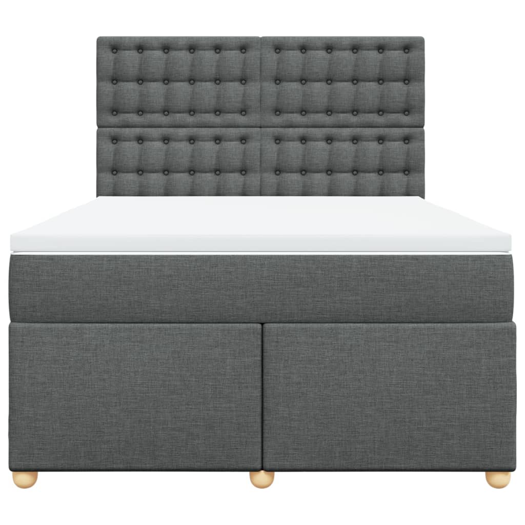 Κρεβάτι Boxspring με Στρώμα Σκούρο Γκρι 160x200 εκ Υφασμάτινο - Pakobazaar