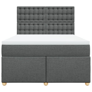 Κρεβάτι Boxspring με Στρώμα Σκούρο Γκρι 160x200 εκ Υφασμάτινο - Pakobazaar