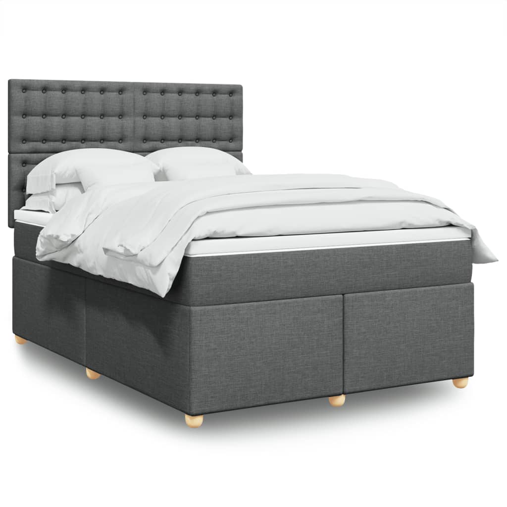 Κρεβάτι Boxspring με Στρώμα Σκούρο Γκρι 160x200 εκ Υφασμάτινο - Pakobazaar