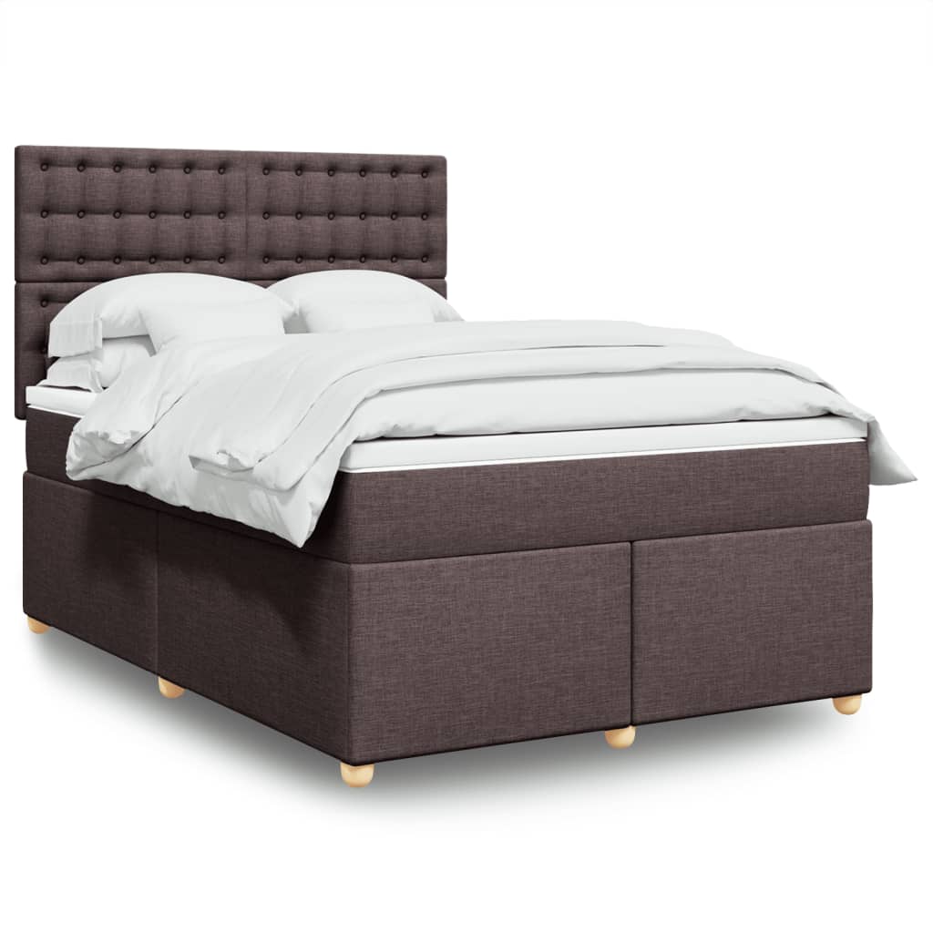 Κρεβάτι Boxspring με Στρώμα Σκούρο Καφέ 160x200 εκ Υφασμάτινο - Pakobazaar