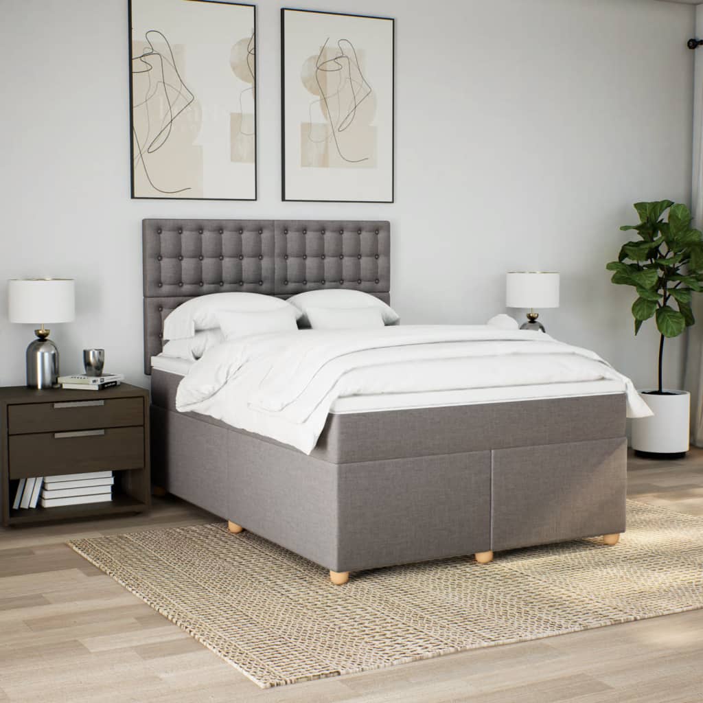 Κρεβάτι Boxspring με Στρώμα Taupe 160x200 εκ. Υφασμάτινο - Pakobazaar
