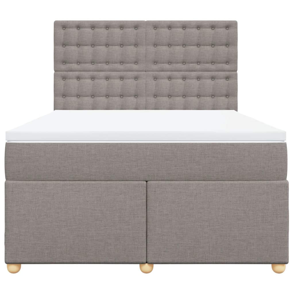 Κρεβάτι Boxspring με Στρώμα Taupe 160x200 εκ. Υφασμάτινο - Pakobazaar