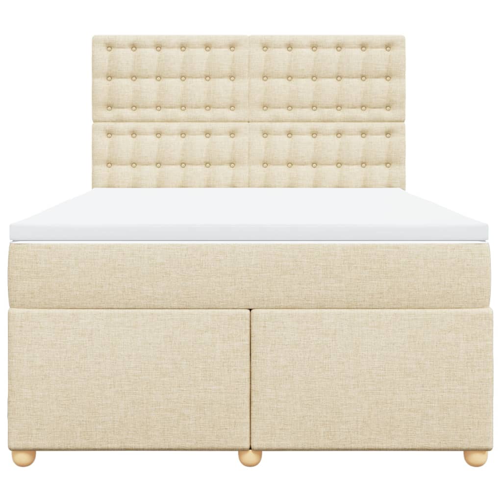 Κρεβάτι Boxspring με Στρώμα Κρεμ 160x200 εκ. Υφασμάτινο - Pakobazaar