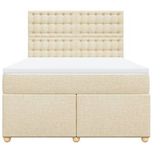 Κρεβάτι Boxspring με Στρώμα Κρεμ 160x200 εκ. Υφασμάτινο - Pakobazaar