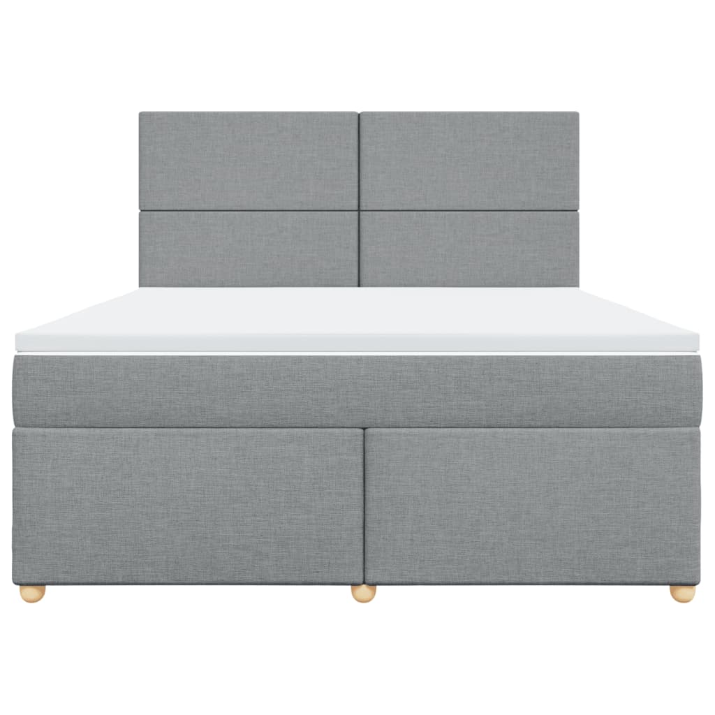 Κρεβάτι Boxspring με Στρώμα Ανοιχτό Γκρι 180x200 εκ. Υφασμάτινο
