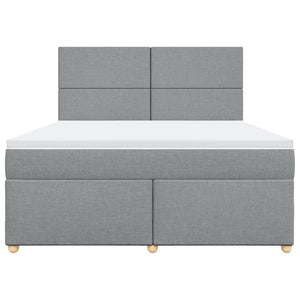 Κρεβάτι Boxspring με Στρώμα Ανοιχτό Γκρι 180x200 εκ. Υφασμάτινο