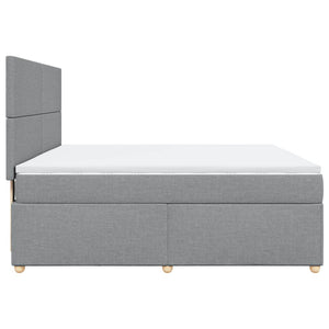 Κρεβάτι Boxspring με Στρώμα Ανοιχτό Γκρι 180x200 εκ. Υφασμάτινο