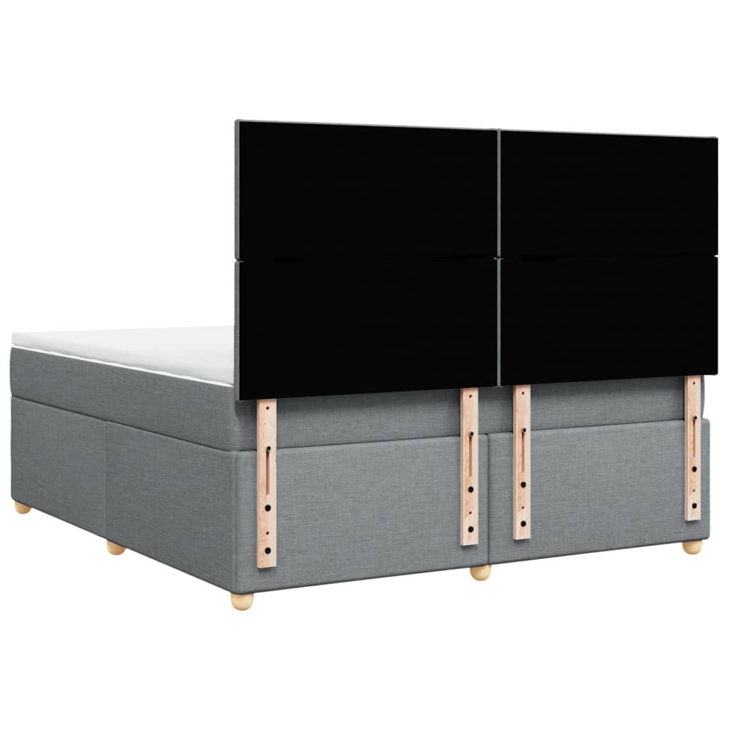 Κρεβάτι Boxspring με Στρώμα Ανοιχτό Γκρι 180x200 εκ. Υφασμάτινο
