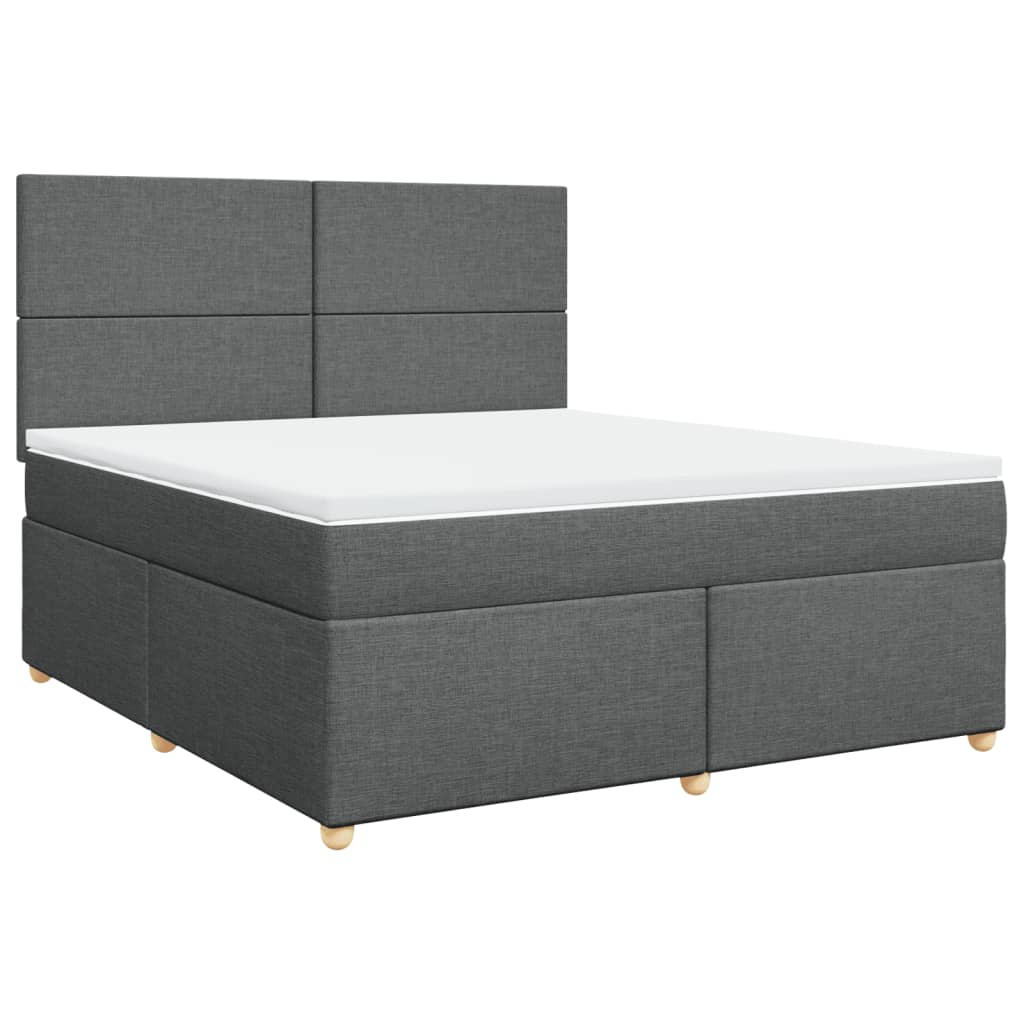 Κρεβάτι Boxspring με Στρώμα Σκούρο Γκρι 180x200 εκ Υφασμάτιν
