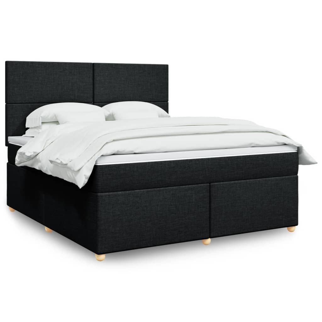 Κρεβάτι Boxspring με Στρώμα Μαύρο 180x200 εκ. Υφασμάτινο