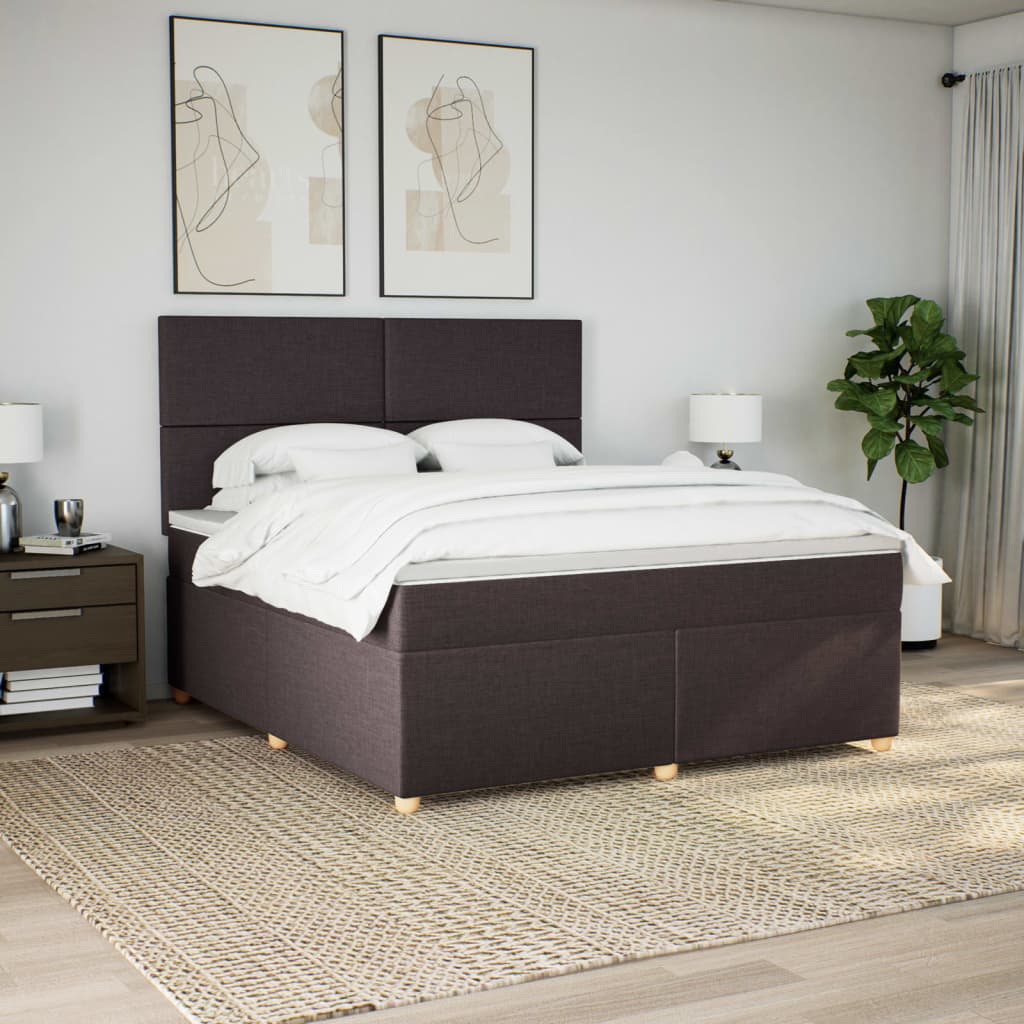 Κρεβάτι Boxspring με Στρώμα Σκούρο Καφέ 180x200 εκ Υφασμάτινο - Pakobazaar