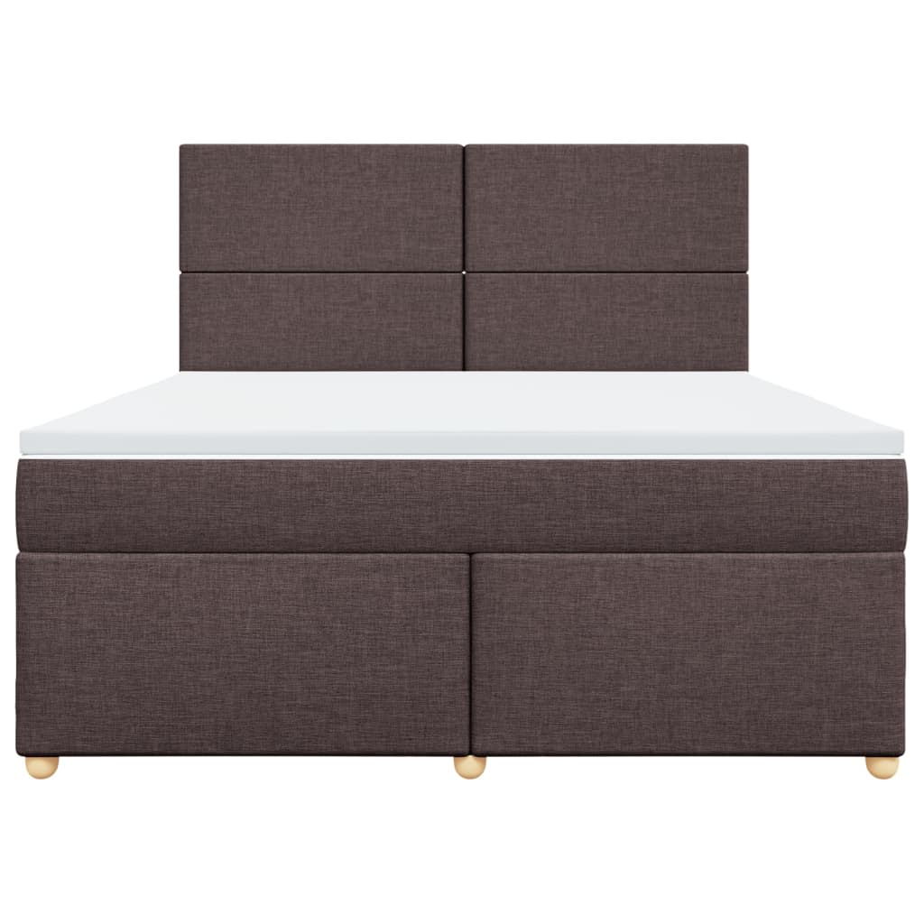 Κρεβάτι Boxspring με Στρώμα Σκούρο Καφέ 180x200 εκ Υφασμάτινο - Pakobazaar