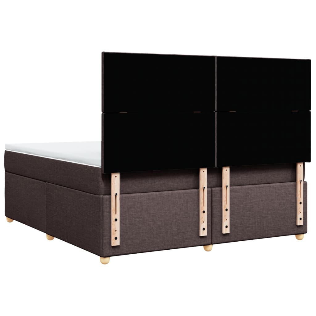 Κρεβάτι Boxspring με Στρώμα Σκούρο Καφέ 180x200 εκ Υφασμάτινο - Pakobazaar