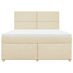 Κρεβάτι Boxspring με Στρώμα Κρεμ 180x200 εκ. Υφασμάτινο - Pakobazaar