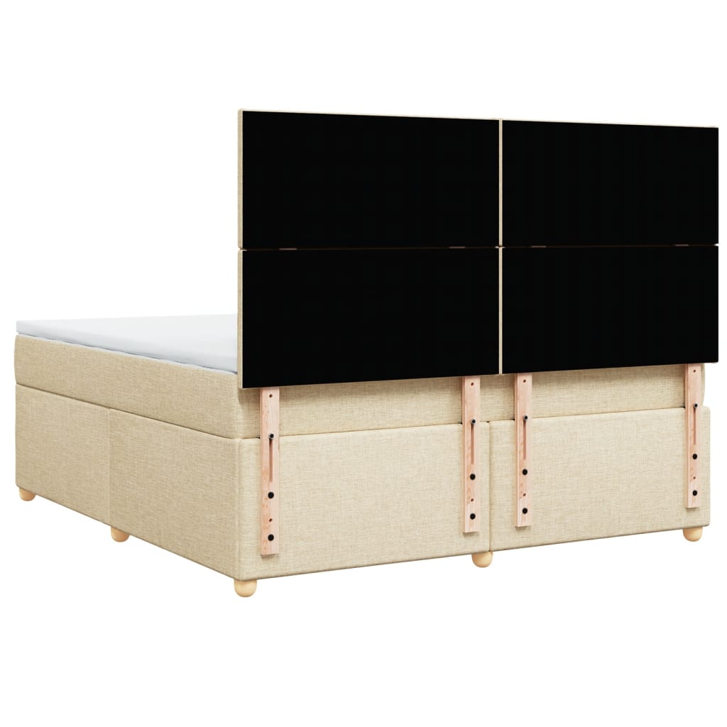 Κρεβάτι Boxspring με Στρώμα Κρεμ 180x200 εκ. Υφασμάτινο