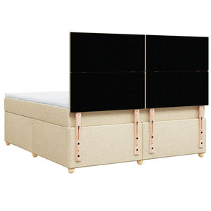 Κρεβάτι Boxspring με Στρώμα Κρεμ 180x200 εκ. Υφασμάτινο - Pakobazaar