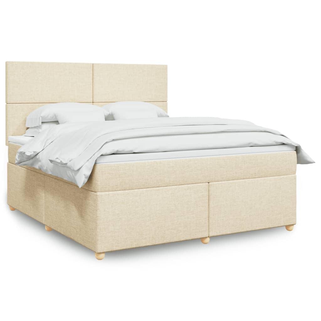 Κρεβάτι Boxspring με Στρώμα Κρεμ 180x200 εκ. Υφασμάτινο
