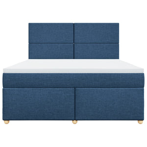 Κρεβάτι Boxspring με Στρώμα Μπλε 180x200 εκ. Υφασμάτινο - Pakobazaar